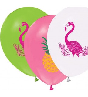 Balonevi Balon 2+1 Flamingo Baskılı 12" 8 Li