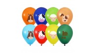 Balonevi Balon 4+1 Çiftlik Hayvanları 12" Pastel 8 Li