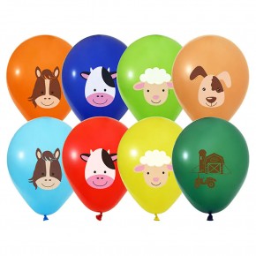 Balonevi Balon 4+1 Çiftlik Hayvanları 12" Pastel 8 Li