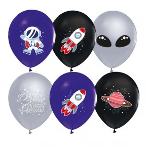 Balonevi Balon 4+1 Kozmik Galaksi Baskılı 12" 8 Li