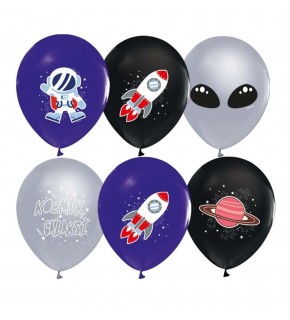 Balonevi Balon 4+1 Kozmik Galaksi Baskılı 12" 8 Li