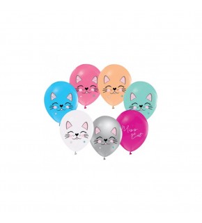 Balonevi Balon 4+1 Mıss Cat Baskılı 12"  8 Li