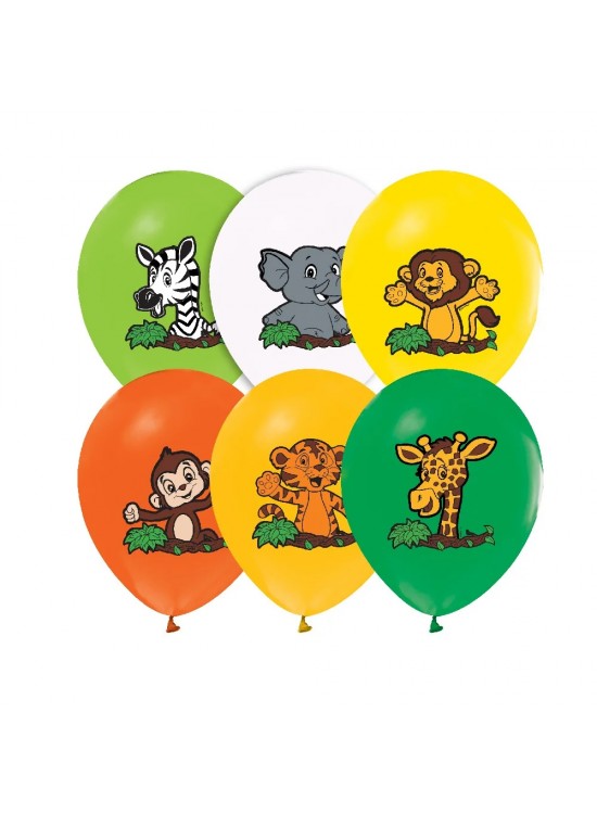 Balonevi Balon 4+1 Safari Baskılı 12" 8 Li Balonevi Balon 4+1 Safari Baskılı 12" 8 Li