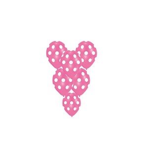 Balonevi Balon Çepeçevre Puantiye Baskılı Pembe 12" 8 Li
