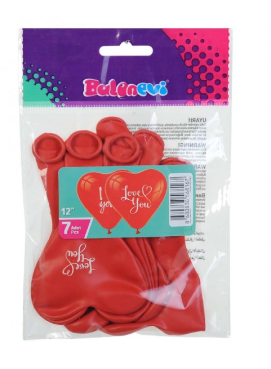 Balonevi Balon I Love You Kalp 12" 7 Li