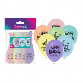 Balonevi Balon Makaron 1+1 Happy Birthday Baskılı 12"  9 Ad