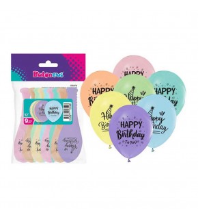 Balonevi Balon Makaron 1+1 Happy Birthday Baskılı 12"  9 Ad