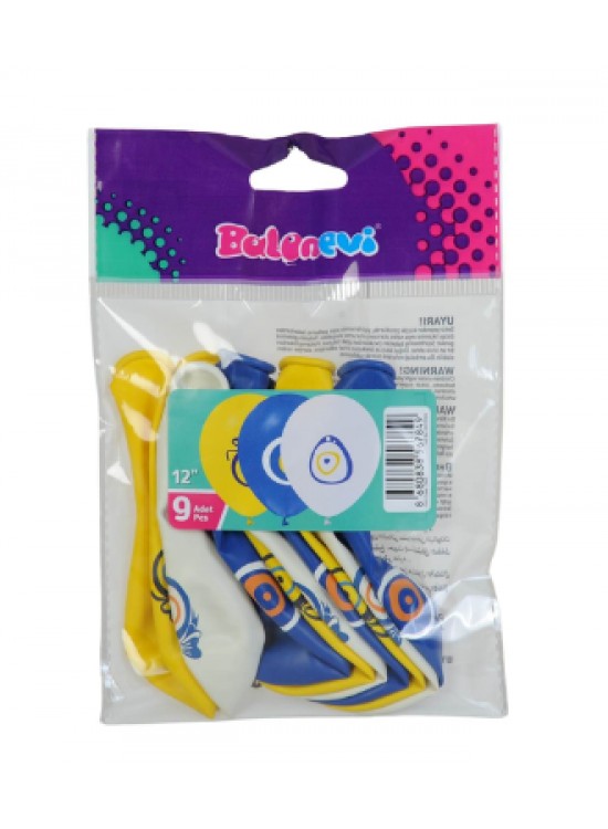 Balonevi Balon Nazar Boncuğu Karışık 12" 9 Lu