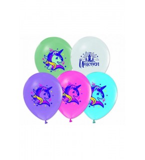 Balonevi Balon Unicorni Baskılı Pastelı 4+1 100 LÜ