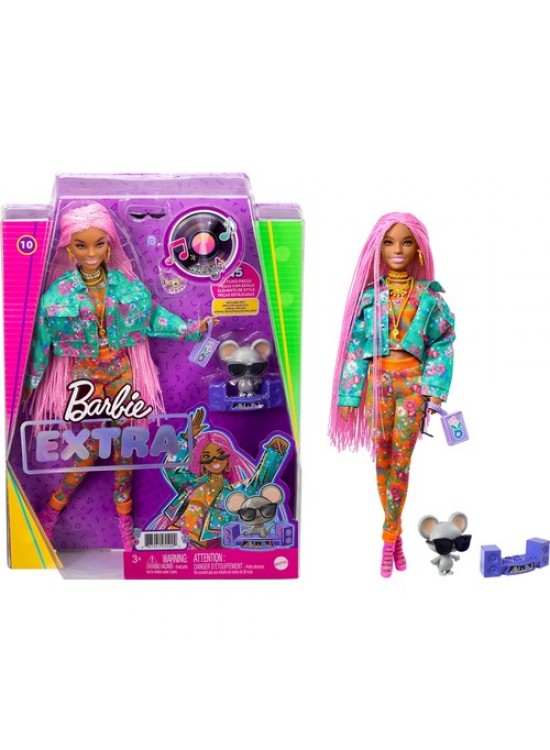 Barbie Extra Pembe Örgü Saçlı Bebek MTL-GXF09