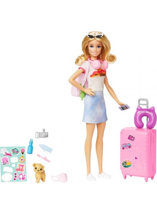 Barbie Seyahatte Bebeği ve Aksesuarları HJY18