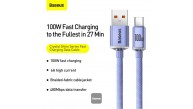 Baseus CAJY000405 1.2mt Crystal Cable USB-A to Type-C Fast Charge Data Cable 100W 5A1.2M-Purple Baseus CAJY000405 1.2mt Crystal Cable USB-A to Type-C Fast Charge Data Cable 100W 5A1.2M-Purple