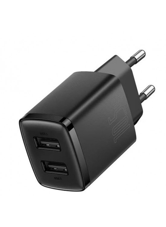 Baseus CCXJ010201 10,5W 2X USB-A Siyah Şarj Aleti Baseus CCXJ010201 10,5W 2X USB-A Siyah Şarj Aleti