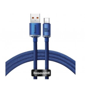 Baseus Crystal USB-A to C 100W Kablo 1.2m Mavi (CAJY000403)