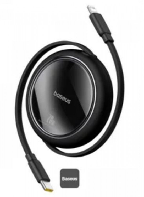 Baseus P10364501111-00 Free2Pull Makaralı Şarj Kablosu USB-C-Lightning 20W 1m