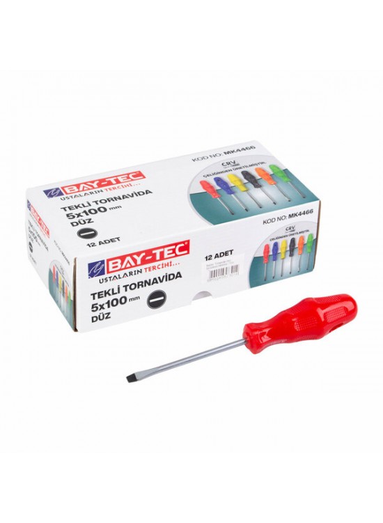 Bay-Tec Tek Tornavida 5X100Mm Düz Mk-4466