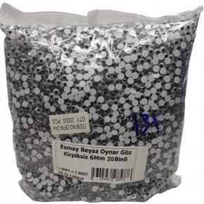 Beyaz Oynar Göz Kirpiksiz 6mm 20.000 li