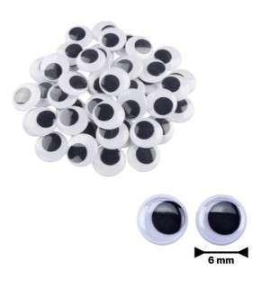 Beyaz Oynar Göz Kirpiksiz 6Mm 200 Lü