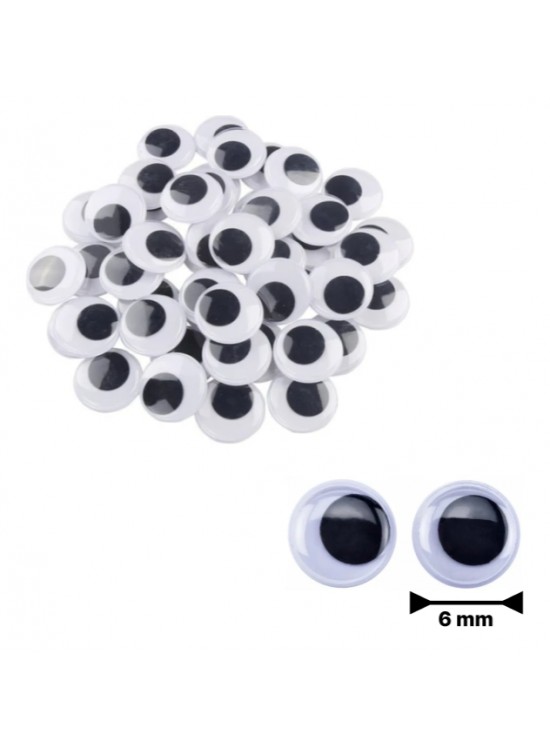 Beyaz Oynar Göz Kirpiksiz 6Mm 200 Lü