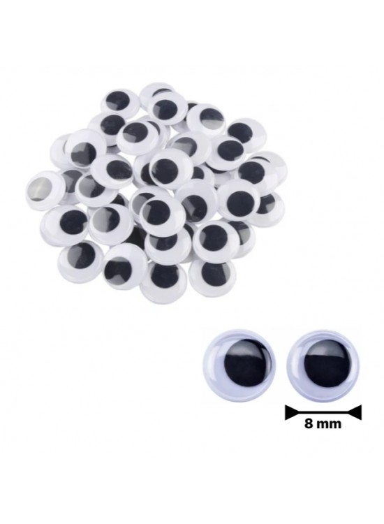 Beyaz Oynar Göz Kirpiksiz 8Mm - 200 lü
