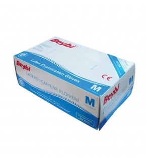 Beybi Lateks Pudralı (M) Medium Beden Muayene Eldiven 100lü Paket