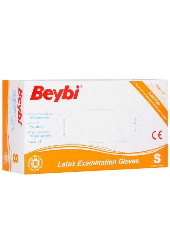 Beybi Lateks Pudralı (S) Small Beden Muayene Eldiven 100lü Paket Beybi Lateks Pudralı (S) Small Beden Muayene Eldiven 100lü Paket