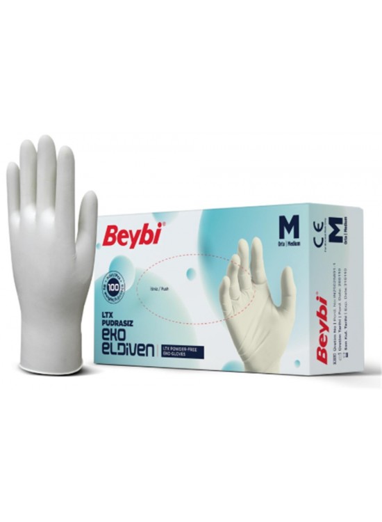 Beybi Lateks Pudrasız Eko (M) Medium Beden Muayene Eldiven 100lü Paket Beybi Lateks Pudrasız Eko (M) Medium Beden Muayene Eldiven 100lü Paket