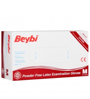 Beybi Lateks Pudrasız (M) Medium Beden Muayene Eldiven 100lü Paket