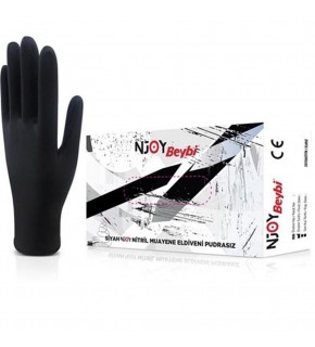 Beybi Muayene  Large Pudrasız Njoy Nitril Siyah Eldiven