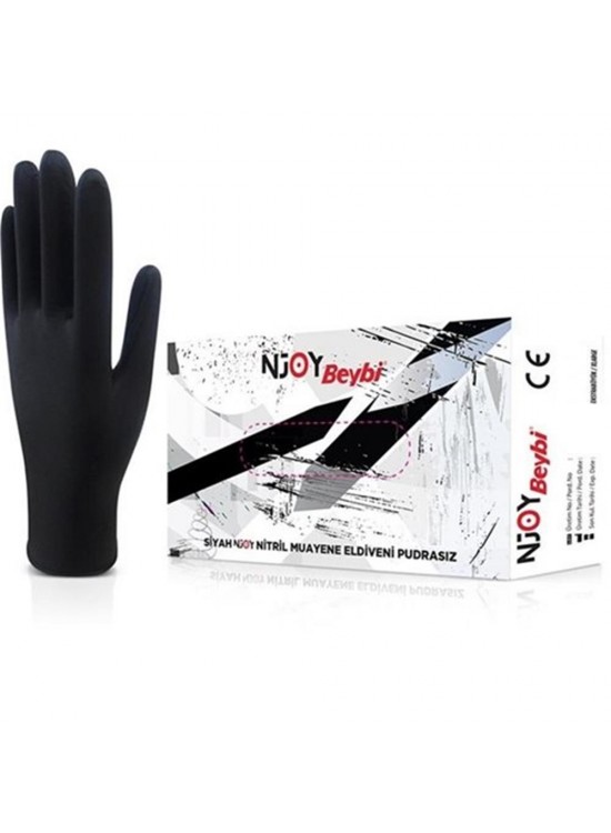 Beybi Muayene Medium Pudrasız Njoy Nitril Siyah Eldiven Beybi Muayene Medium Pudrasız Njoy Nitril Siyah Eldiven