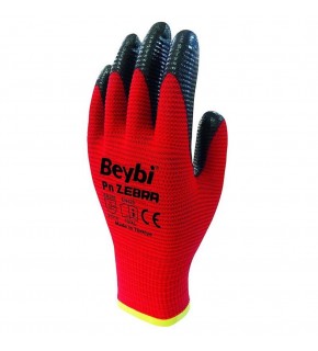Beybi Nitril PMK PN5 Kırmzı Siyah 10 Beden 12li Paket
