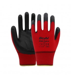 Beybi Nitril PMK PN5 Zebra Kırmzı Siyah 9 Beden 12li Paket