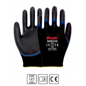Beybi NMF120 10 bEDEN 12Lİ Mikro Köpük 1-2 Nitril Kaplı Polyester Örgü Eldiven