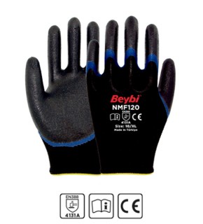 Beybi NMF120 10 bEDEN 12Lİ Mikro Köpük 1-2 Nitril Kaplı Polyester Örgü Eldiven