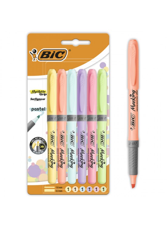 Bic Fosforlu Kalem Grip Pastel 6 LI 992561 Bic Fosforlu Kalem Grip Pastel 6 LI 992561