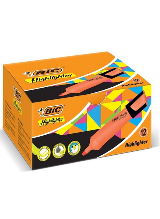 Bic Fosforlu Kalem MarKing Flat HighLighter 12 Lİ Turuncu 968585