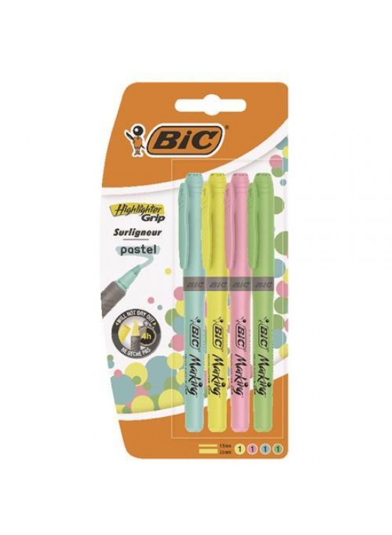 Bic Fosforlu Kalem Markıng Highlıghter Grip Pastel Renkler 4 LÜ 964859 Bic Fosforlu Kalem Markıng Highlıghter Grip Pastel Renkler 4 LÜ 964859