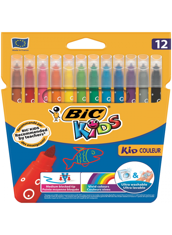 Bic Keçeli Boya Kalemi Kids Couleur Yıkanabilir 12 Renk 920293 Bic Keçeli Boya Kalemi Kids Couleur Yıkanabilir 12 Renk 920293