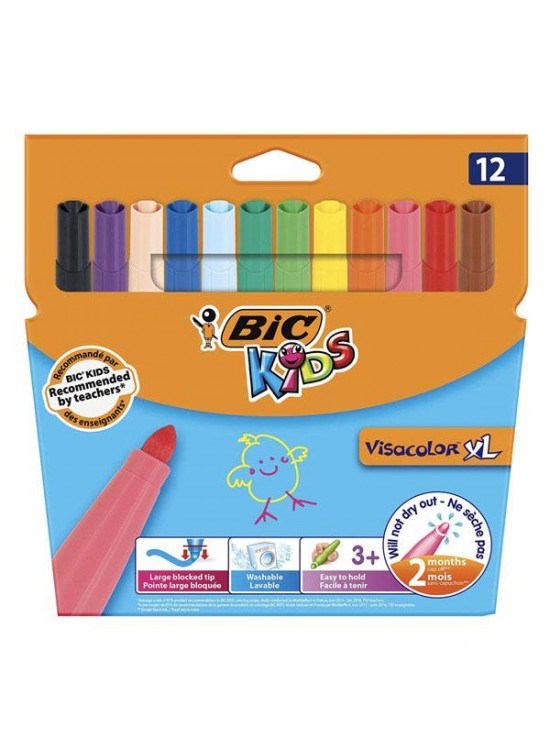 Bic Keçeli Boya Kalemi Visa XL Jumbo 12 Lİ 8922231 Bic Keçeli Boya Kalemi Visa XL Jumbo 12 Lİ 8922231
