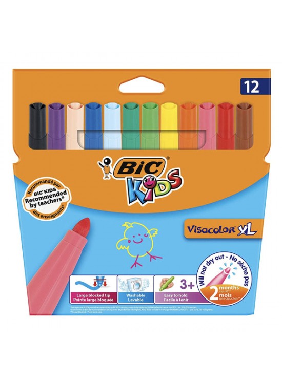Bic Keçeli Boya Kalemi Visa XL Jumbo 12 Lİ 8922231 Bic Keçeli Boya Kalemi Visa XL Jumbo 12 Lİ 8922231