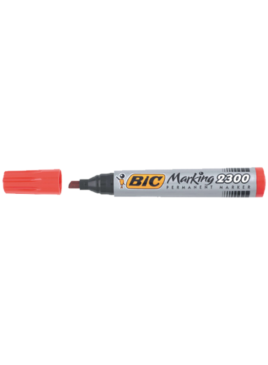 Bic Markör Permanent Kesik Uçlu Kırmızı 2300 03 (1 Adet)