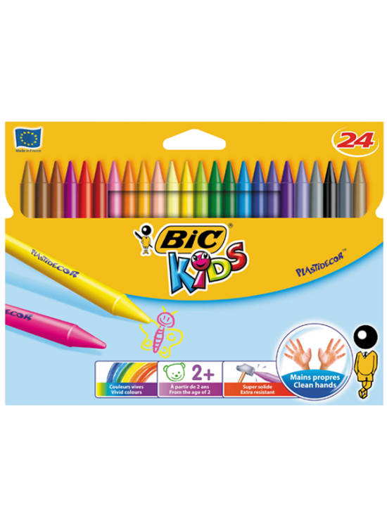 Bic Pastel Boya Plastidecor Karton Kutu Yuvarlak 24 Renk 829772