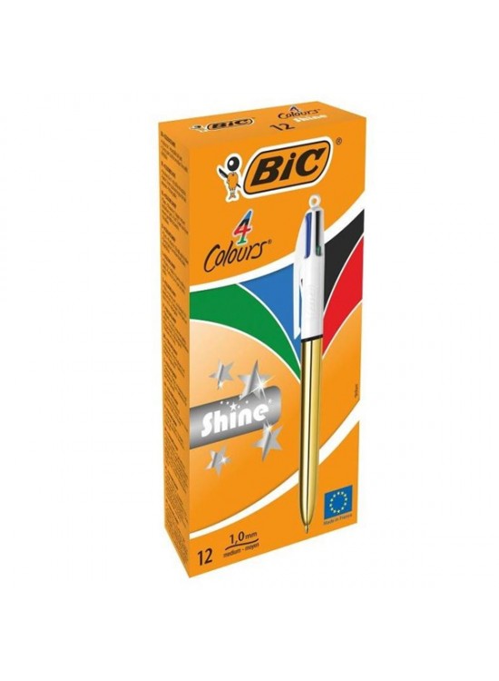 Bic Tükenmez Kalem Shıne 4 Colours Altın Gövde 964774 (1 Adet) Bic Tükenmez Kalem Shıne 4 Colours Altın Gövde 964774 (1 Adet)
