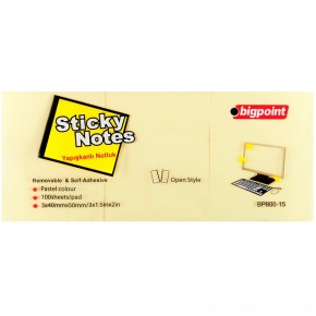 Bigpoint Yapışkanlı Not Kağıdı 3 Lü 40x50 Sarı BP800-15 (1 Adet)