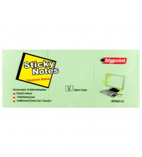 Bigpoint Yapışkanlı Not Kağıdı 3 Lü 40x50 Yeşil BP800-55 (1 Adet)