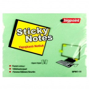 Bigpoint Yapışkanlı Not Kağıdı 75x100 Yeşil BP803-55 (1 Adet)