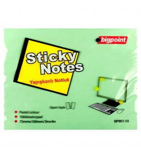 Bigpoint Yapışkanlı Not Kağıdı 75x100 Yeşil BP803-55 (1 Adet)