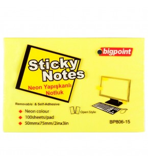 Bigpoint Yapışkanlı Not Kağıdı 75x50 Neon Sarı BP806-15 (1 Adet)