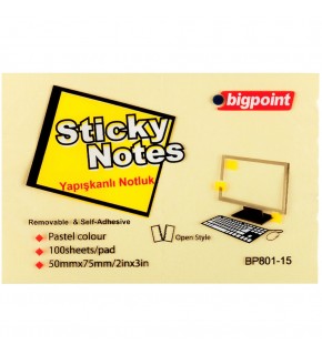 Bigpoint Yapışkanlı Not Kağıdı 75x50 Sarı BP801-15 (1 Adet)