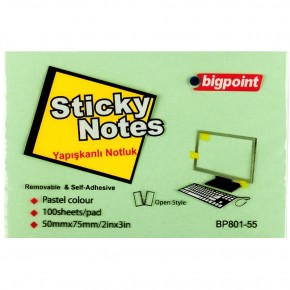 Bigpoint Yapışkanlı Not Kağıdı 75x50 Yeşil BP801-55 (1 Adet)
